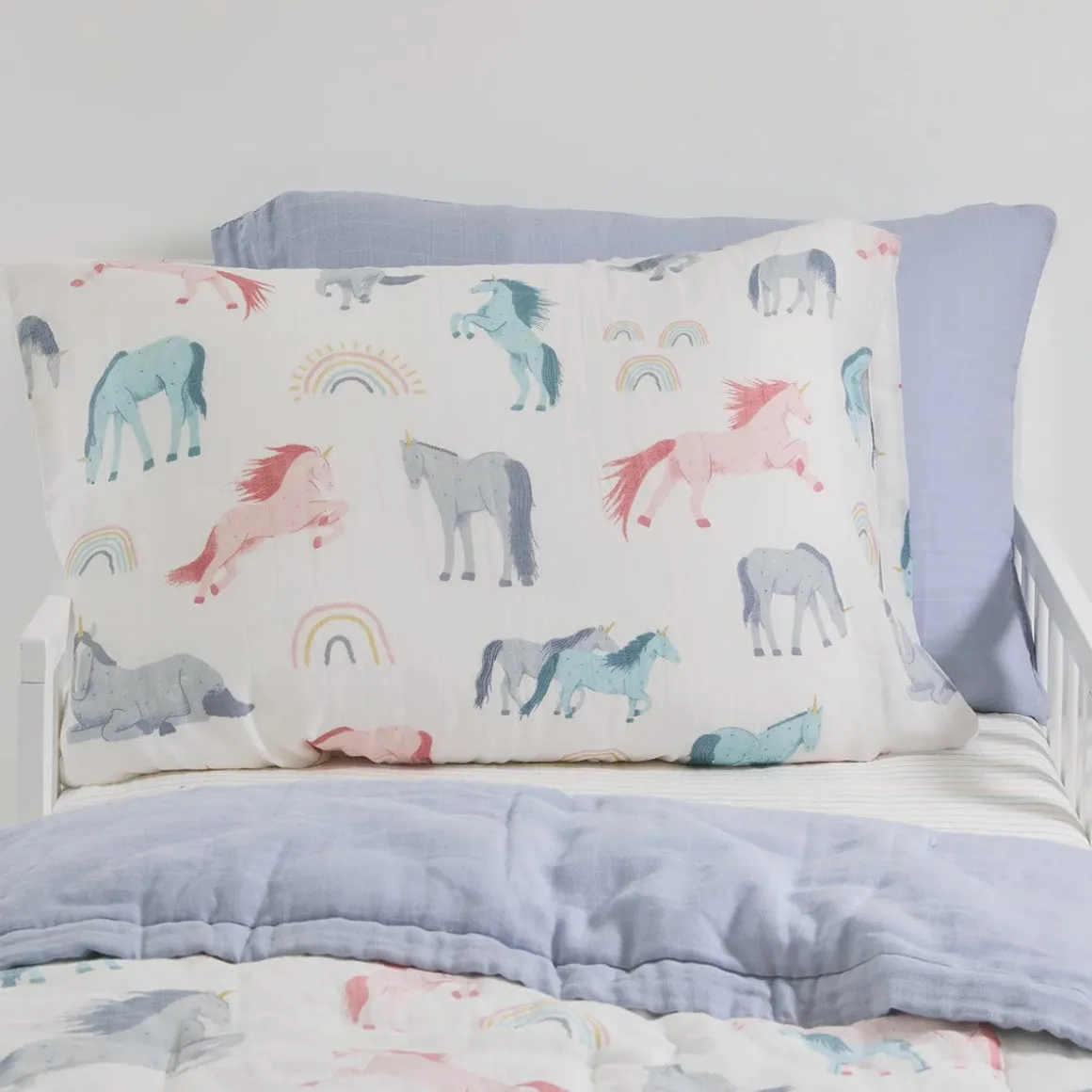 Little Unicorn Cotton Muslin Toddler Pillowcase, 2 Pack - Unicorns