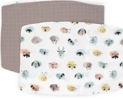 Little Unicorn Cotton Muslin Toddler Pillowcase, 2 Pack - Watercolor Critters