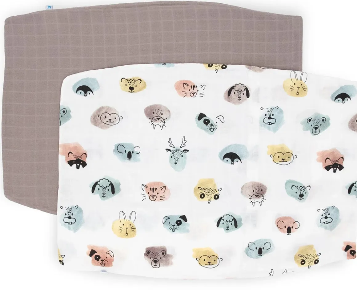 Little Unicorn Cotton Muslin Toddler Pillowcase, 2 Pack - Watercolor Critters