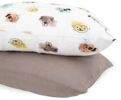 Little Unicorn Cotton Muslin Toddler Pillowcase, 2 Pack - Watercolor Critters