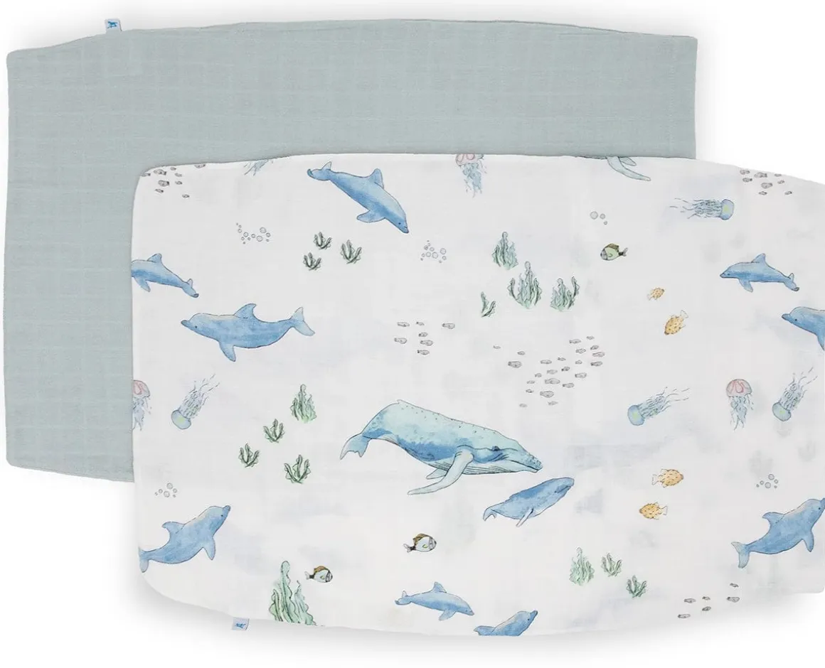 Little Unicorn Cotton Muslin Toddler Pillowcase, 2 Pack - Whales