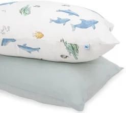 Little Unicorn Cotton Muslin Toddler Pillowcase, 2 Pack - Whales