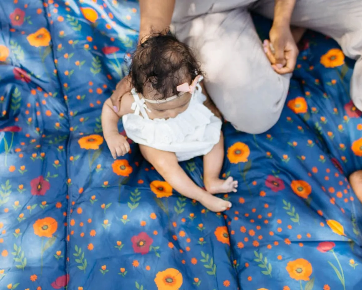 Little Unicorn Outdoor Blanket 5 x 10 - Midnight Poppy