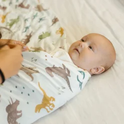 Little Unicorn Stretch Knit Swaddle Blanket - Dino Pals