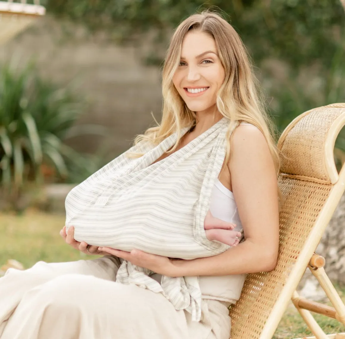 Lolo Baby Breastfeeding Sling Support - White & Grey Stripe