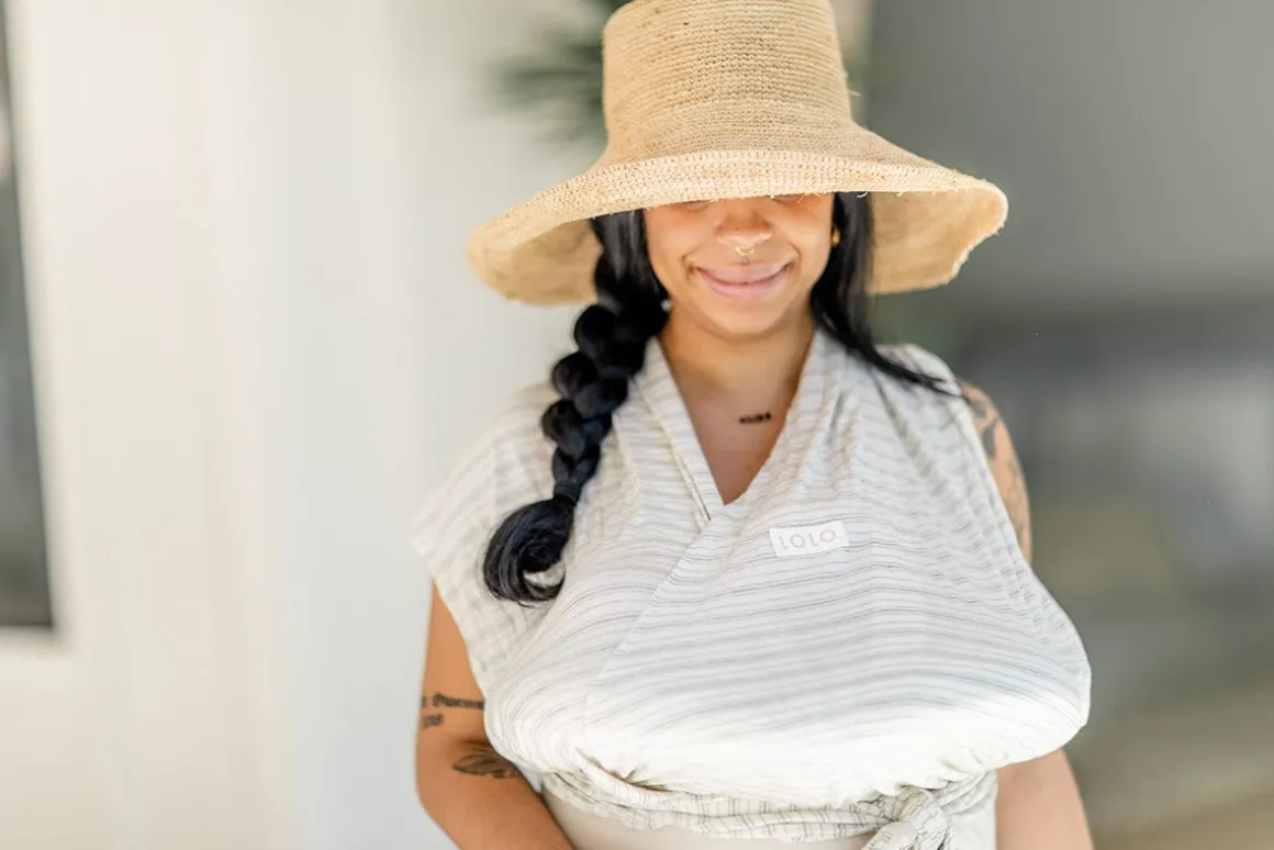 Lolo Baby Breastfeeding Sling Support - White & Grey Stripe