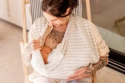 Lolo Baby Breastfeeding Sling Support - White & Grey Stripe