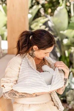 Lolo Baby Breastfeeding Sling Support - White & Grey Stripe