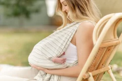 Lolo Baby Breastfeeding Sling Support - White & Grey Stripe