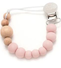 Loulou Lollipop Color Block Silicone & Wood Pacifier Clip - Pink Quartz