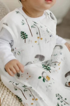 Loulou Lollipop Lightweight Muslin Sleep Bag, 6-18 m - Hedgehogs