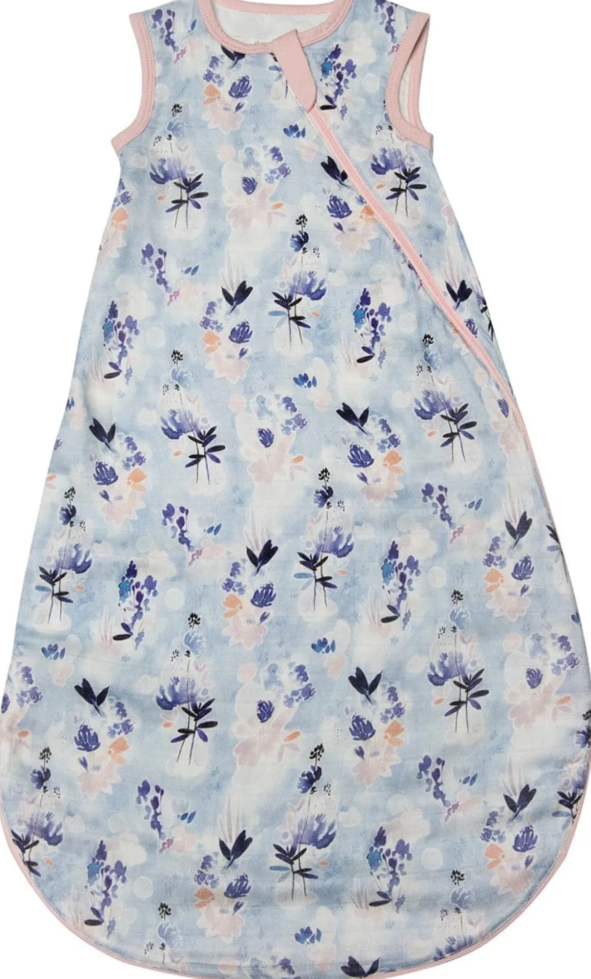 Loulou Lollipop Lightweight Muslin Sleep Bag, 6-18 m - Ink Floral