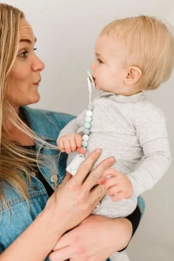 Loulou Lollipop Lolli Gem Pacifier Clip - Blue Grey