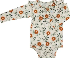 Loulou Lollipop Long Sleeve Bodysuit in TENCEL - Flower Vine (6-12 M)