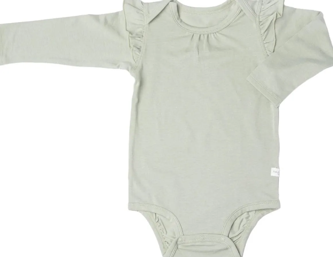 Loulou Lollipop Long Sleeve Bodysuit in TENCEL - Sage (3-6 M)