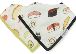 Loulou Lollipop Luxe Muslin Bandana Bib Set - Sushi/Taco