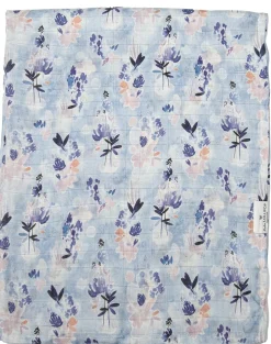 Loulou Lollipop Muslin Swaddle - Ink Floral