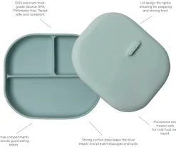 Loulou Lollipop Silicone Divided Plate with Lid - Born To Be Wild - Sage