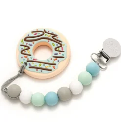 Loulou Lollipop Silicone Teether with Clip - Donut/Mint