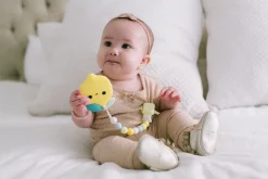 Loulou Lollipop Silicone Teether with Clip - Lemon