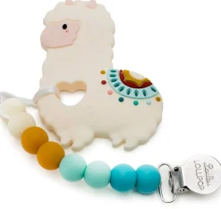 Loulou Lollipop Silicone Teether with Clip - Llama