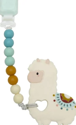 Loulou Lollipop Silicone Teether with Gem Clip - Llama