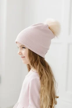 Loulou Lollipop Waffle Pom Pom Hat, 12-24 Months - Blush Pink
