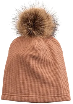 Loulou Lollipop Waffle Pom Pom Hat, 6-12 Months - Cinnamon