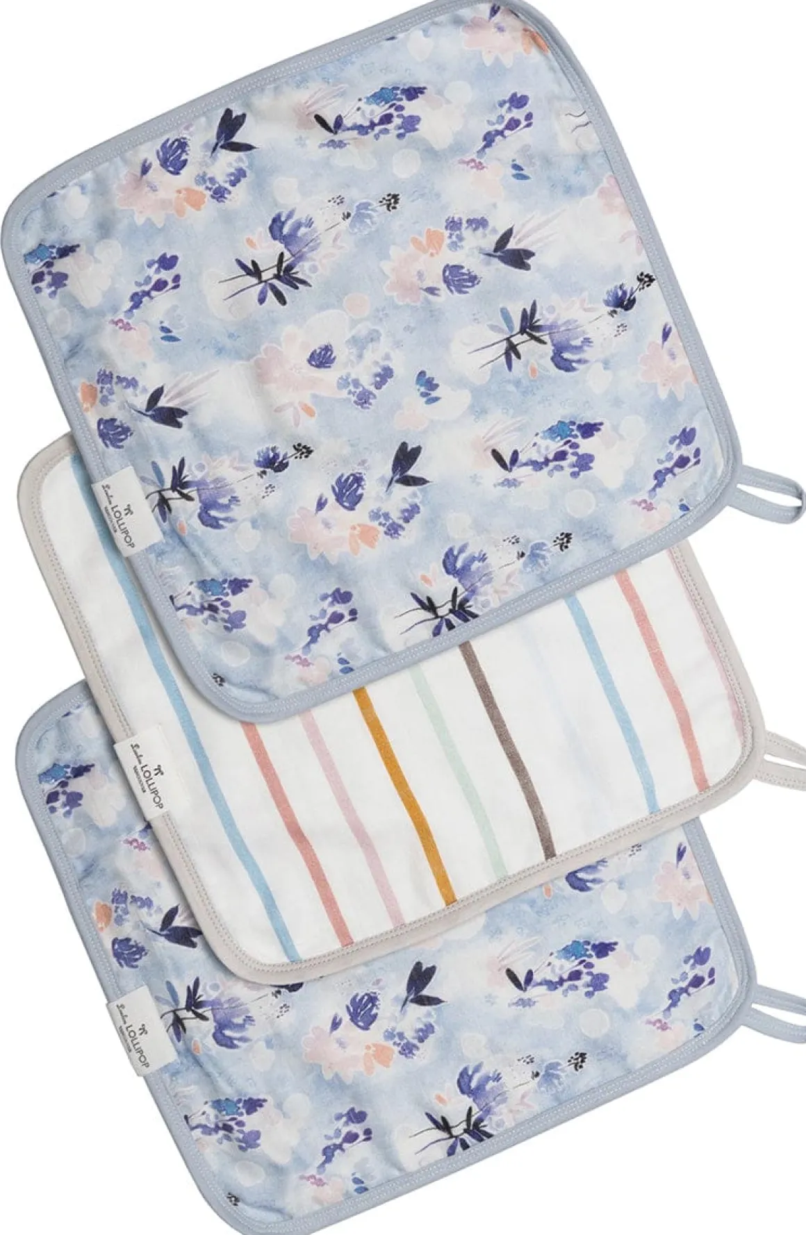 Loulou Lollipop Washcloth 3-Piece Set - Ink Floral