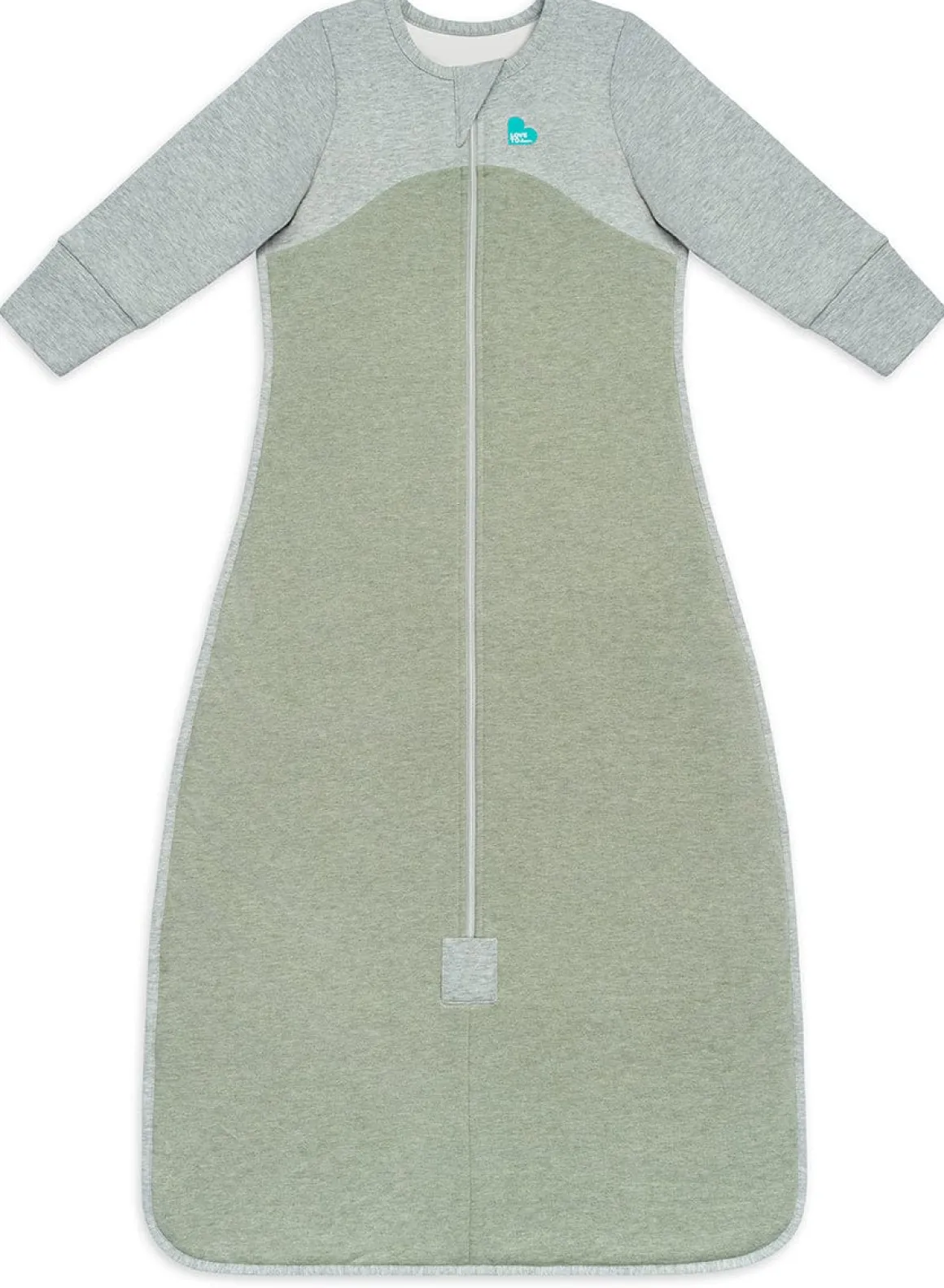 Love To Dream Long Sleeve Sleep Bag Organic Cotton Fleece Mild, 6-18 M - Olive Marl