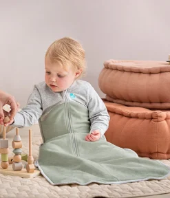Love To Dream Long Sleeve Sleep Bag Organic Cotton Fleece Mild, 6-18 M - Olive Marl
