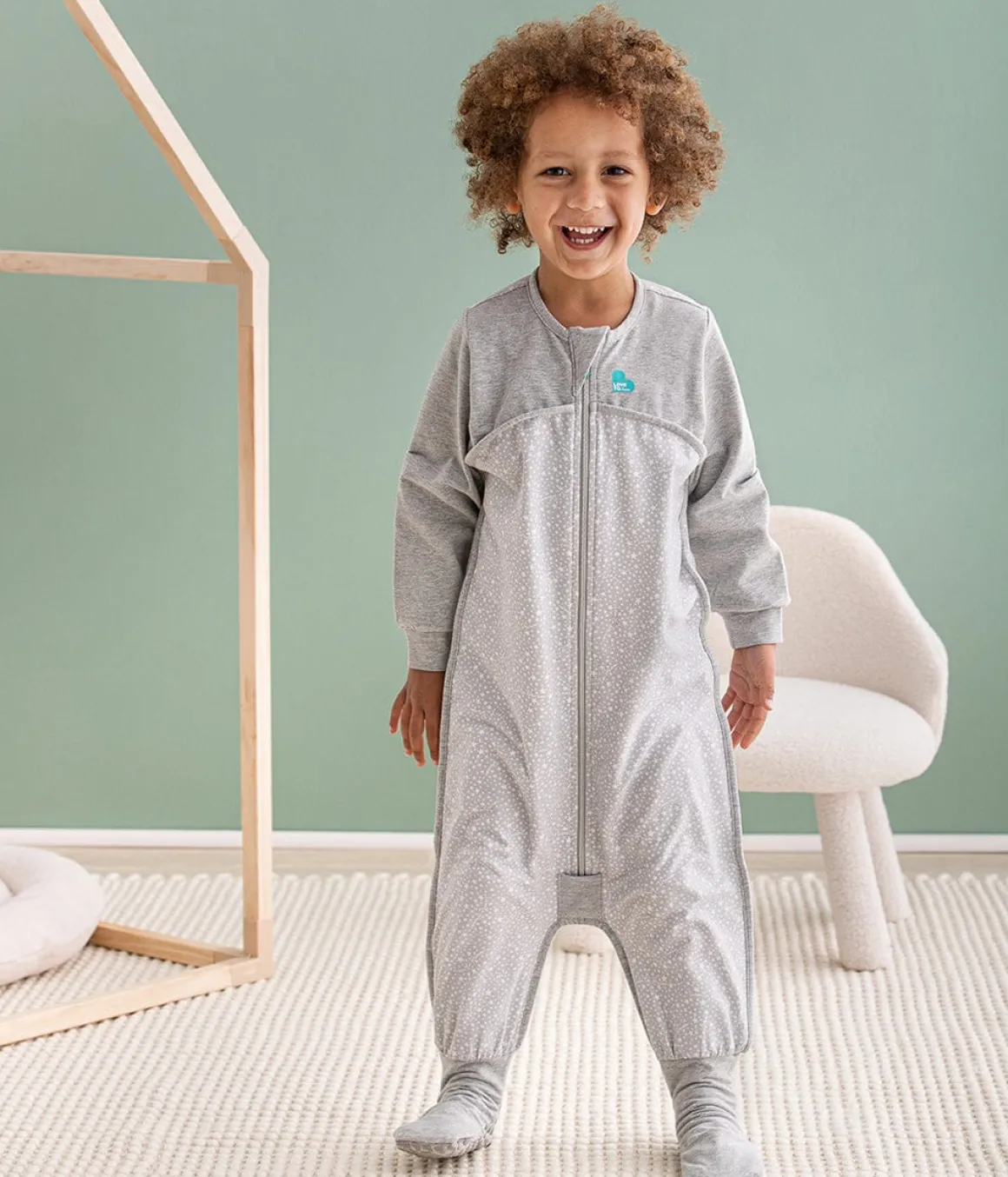 Love To Dream Long Sleeve Sleep Suit Original Cotton Moderate, 12-24 M - Stardust Grey