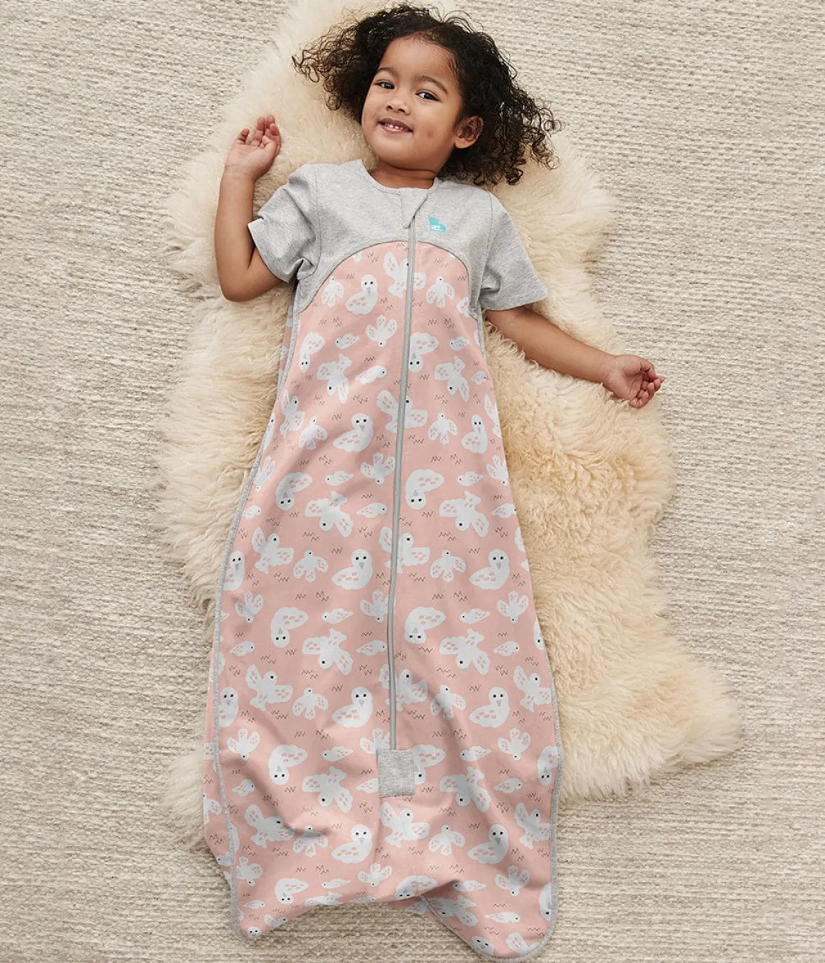 Love To Dream Short Sleeve Sleep Bag Organic Cotton Mild, 18-36 M - Doves Dusty Pink