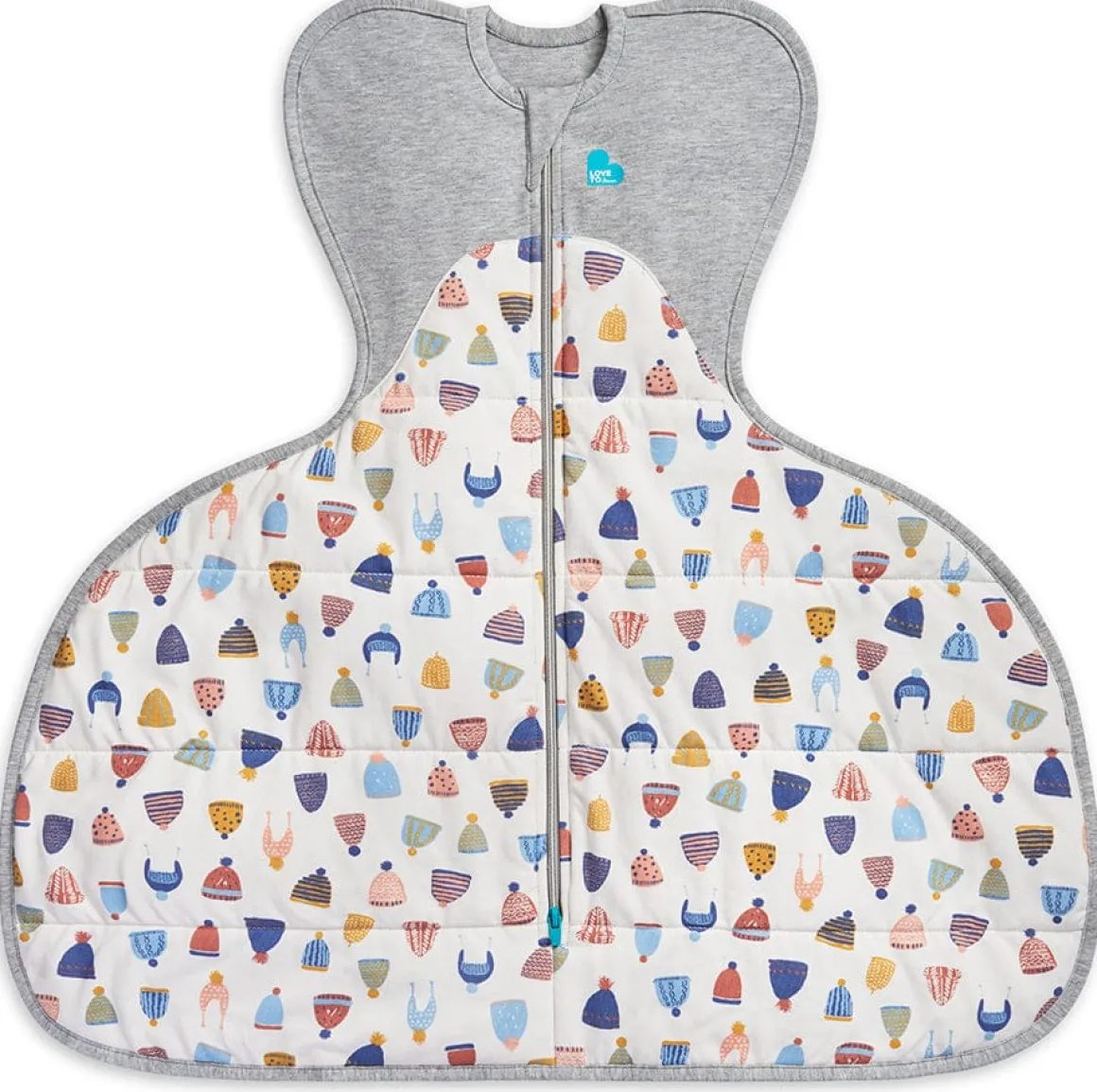 Love To Dream Swaddle UP Designer Collection Hip Harness Quilted Cotton 2.5 TOG, Medium - Happy Hats White