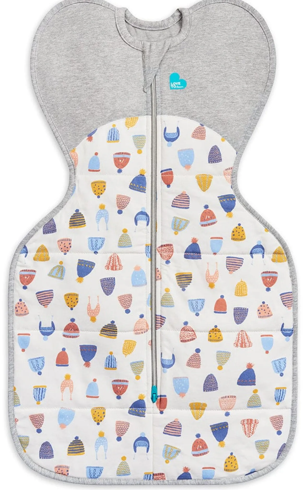 Love To Dream Swaddle UP Designer Collection Quilted Cotton 2.5 TOG, Medium - Happy Hats White