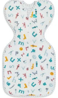 Love To Dream Swaddle UP Ecovero Moderate, Small - Alphabet Soup White