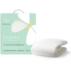 Lullaby Earth Breathe-Safe Breathable Mini Crib Mattress Cover - White