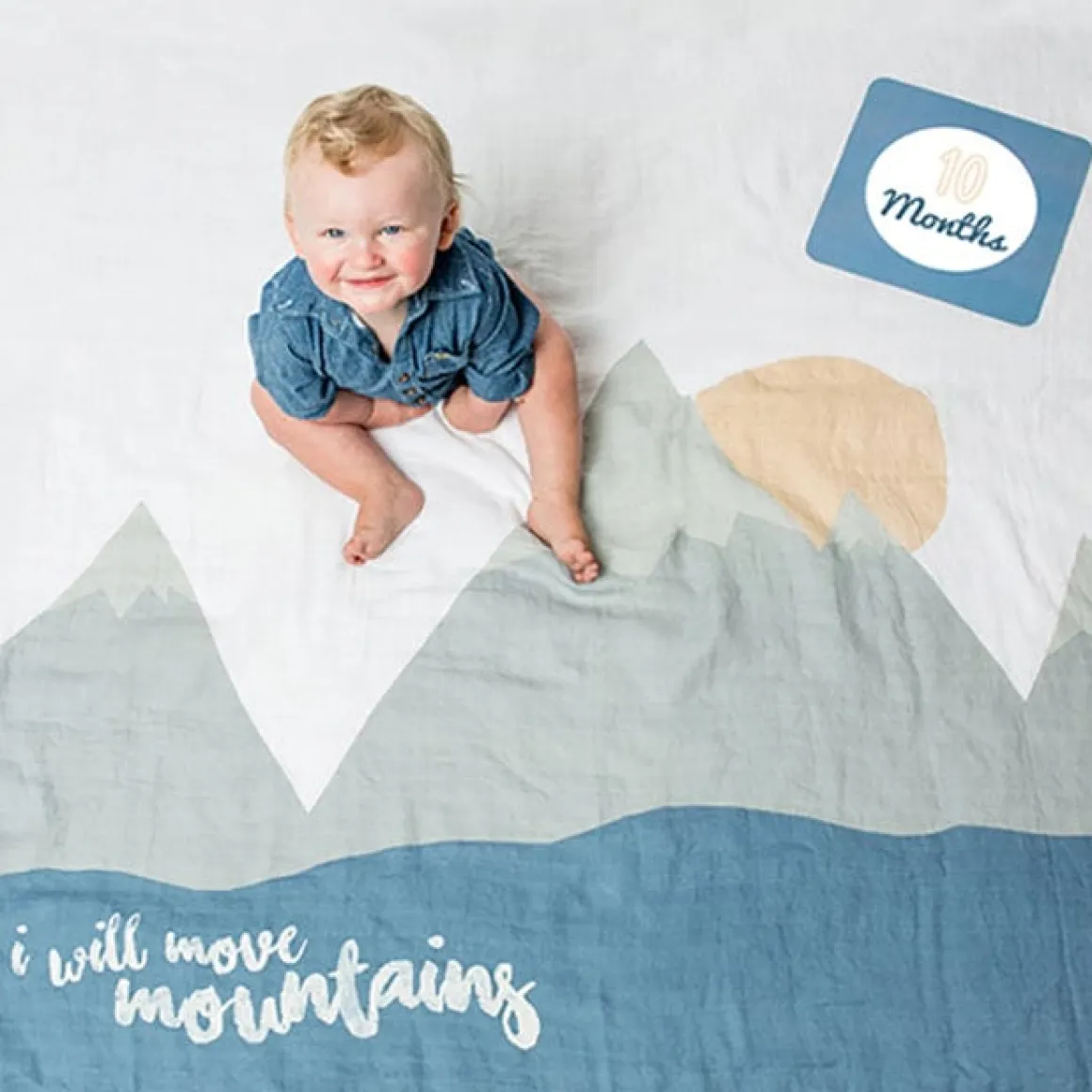 Lulujo Baby's First Year Blanket & Cards Set - I Will Move Mountains