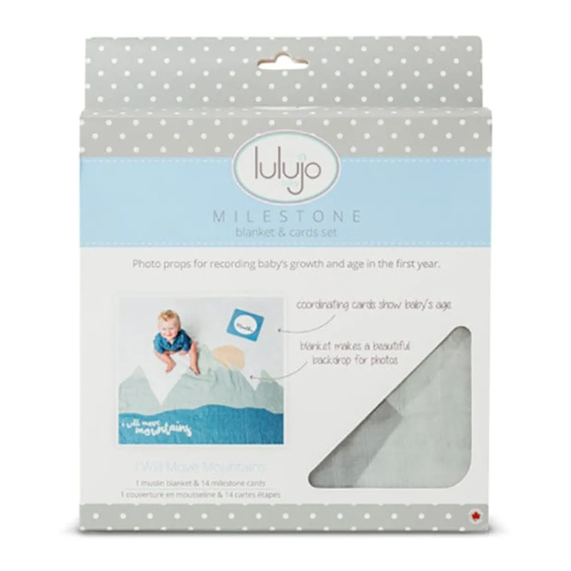 Lulujo Baby's First Year Blanket & Cards Set - I Will Move Mountains