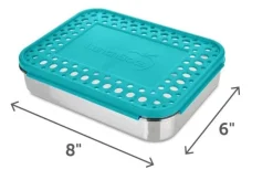 LunchBots Large Trio Bento 3 Compartment Lunch Box - Aqua Dots