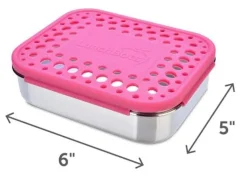 LunchBots Medium Duo Bento 2 Compartment Lunch Box - Pink Dots