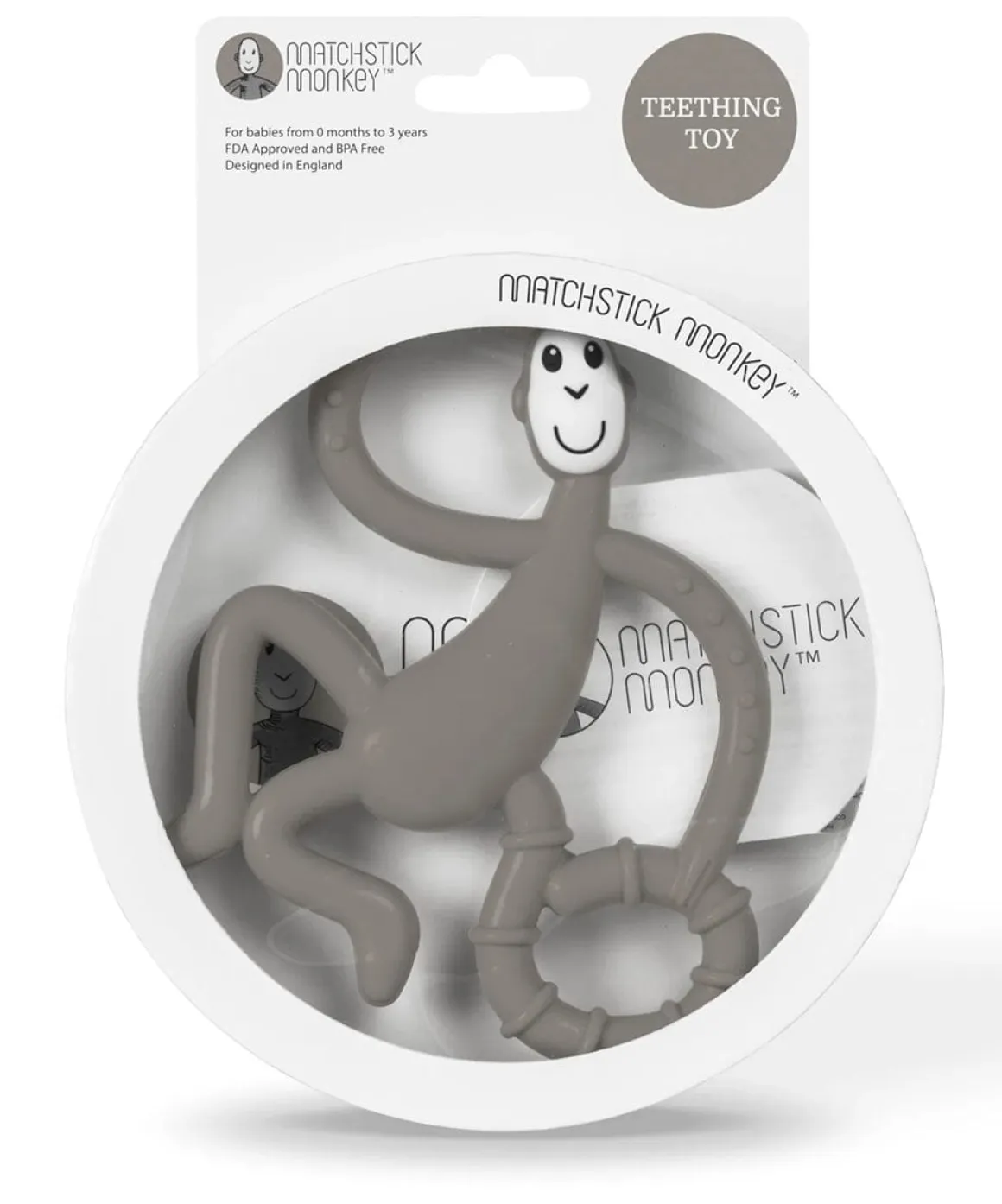 Matchstick Monkey Dancing Monkey Teether - Gray