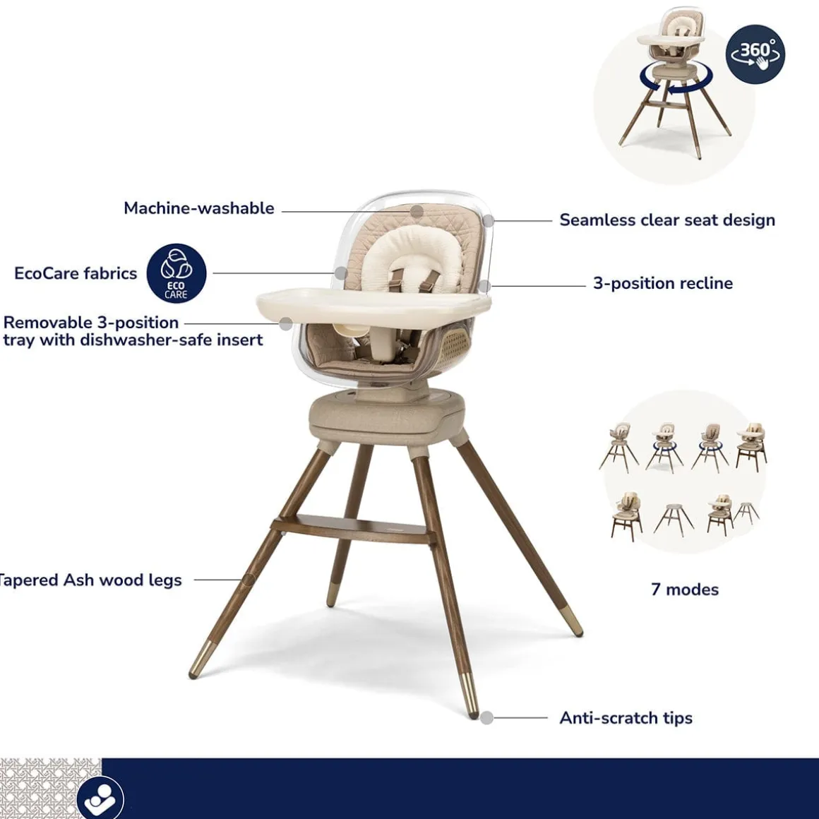 Maxi-Cosi Kiskadee 360 Rotating High Chair - Natural Heritage