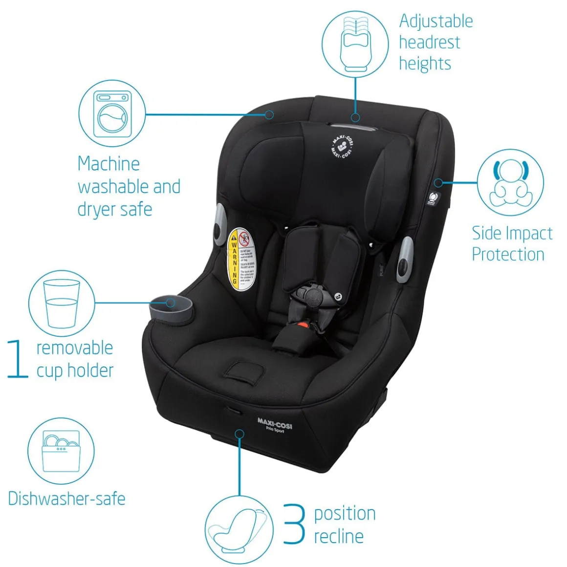 Maxi-Cosi Pria Sport 2-in-1 Convertible Car Seat - Midnight Black (PureCosi)