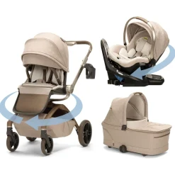 Maxi-Cosi Tana 360 + Peri 180 Rotating Infant Car Seat Travel System + Bassinet Bundle - Natural Heritage