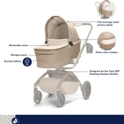 Maxi-Cosi Tana 360 + Peri 180 Rotating Infant Car Seat Travel System + Bassinet Bundle - Natural Heritage