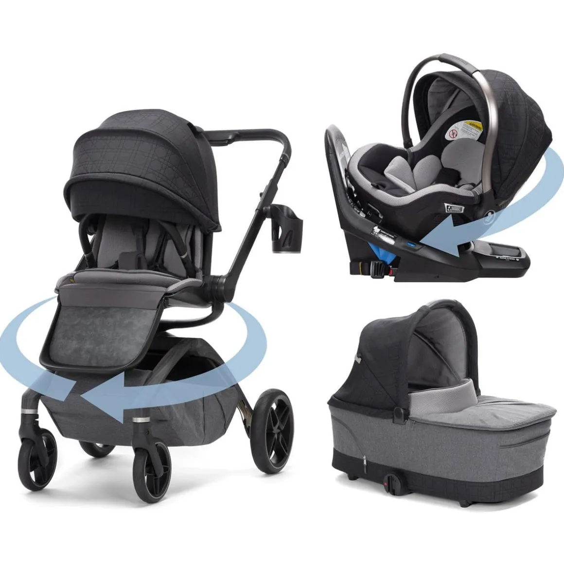 Maxi-Cosi Tana 360 + Peri 180 Rotating Infant Car Seat Travel System + Bassinet Bundle - Onyx Heritage