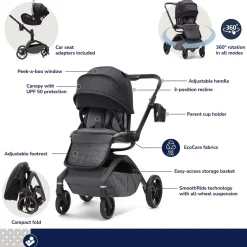 Maxi-Cosi Tana 360 + Peri 180 Rotating Infant Car Seat Travel System + Bassinet Bundle - Onyx Heritage
