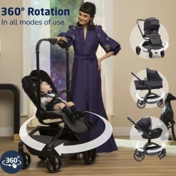 Maxi-Cosi Tana 360 + Peri 180 Rotating Infant Car Seat Travel System + Bassinet Bundle - Onyx Heritage