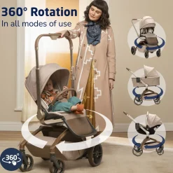 Maxi-Cosi Tana 360 + Peri 180 Rotating Infant Car Seat Travel System Bundle - Natural Heritage